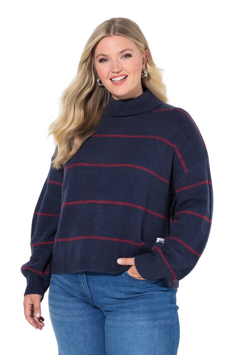 Striped Long Sleeve Turtleneck Sweater