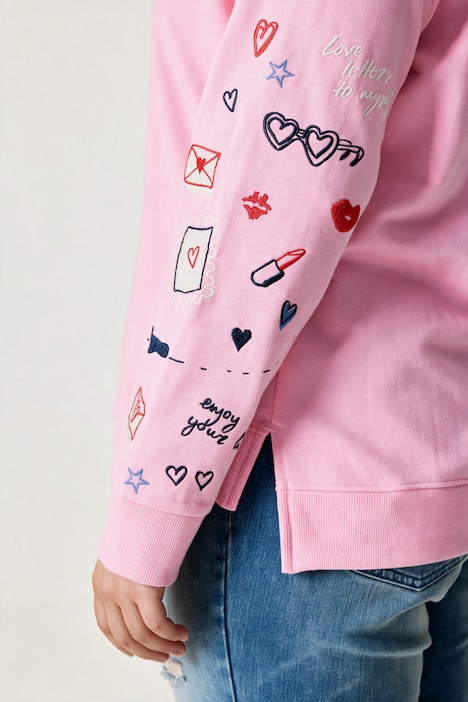 Sweatshirt, Relaxed Fit, Langarm mit Lifestyle-Stickereien