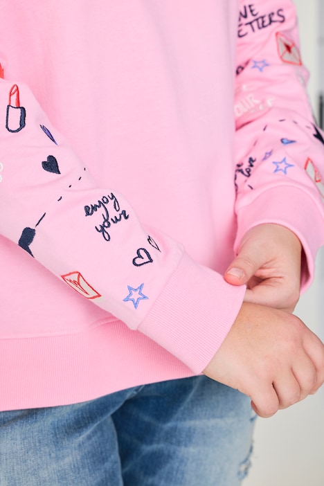 Sweatshirt, Relaxed Fit, Langarm mit Lifestyle-Stickereien