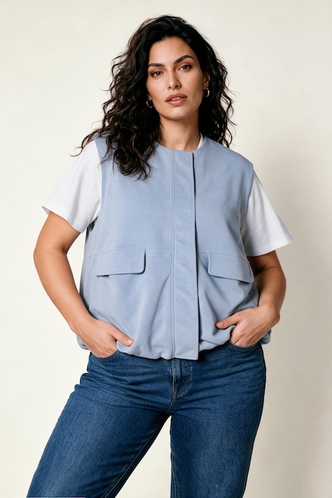 Soft-Sweatweste, bequem, elastischer Saum, Zipper