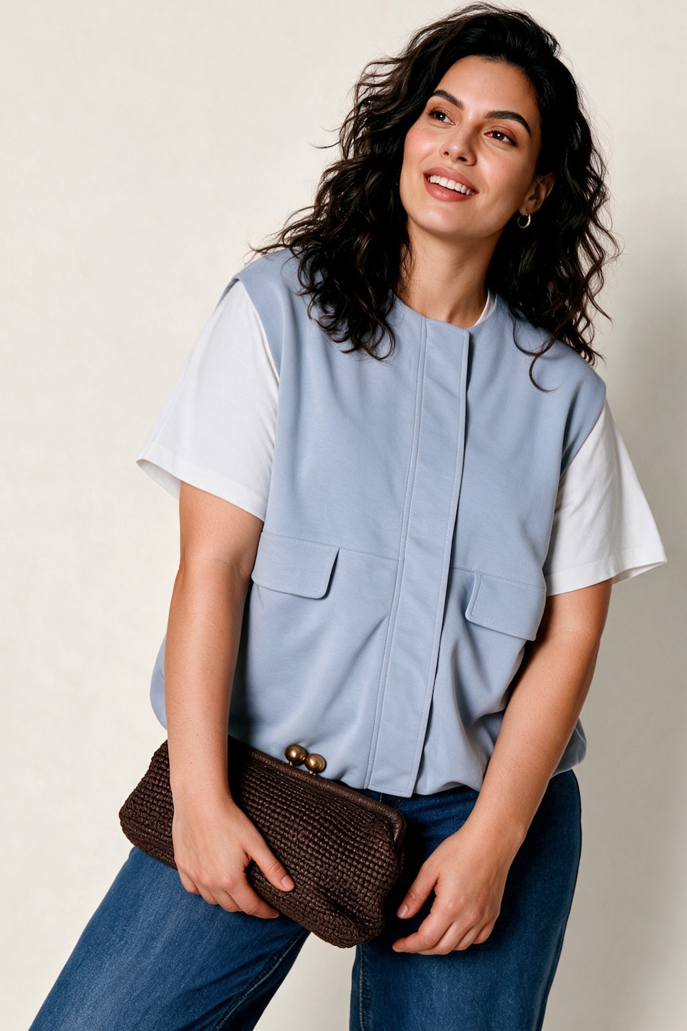 Soft-Sweatweste, bequem, elastischer Saum, Zipper
