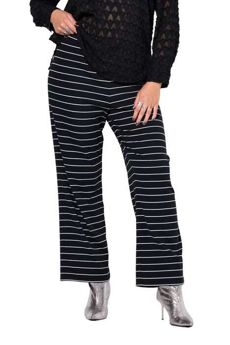 Ripp-Ringelhose, Wide Legs, Elastikbund