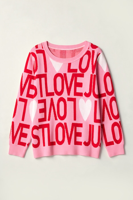 Pullover, Classic Fit, Buchstaben-Muster und Herzen