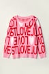 Pullover, Classic Fit, Buchstaben-Muster und Herzen