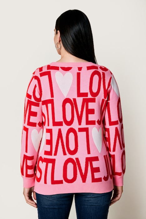 Pullover, Classic Fit, Buchstaben-Muster und Herzen