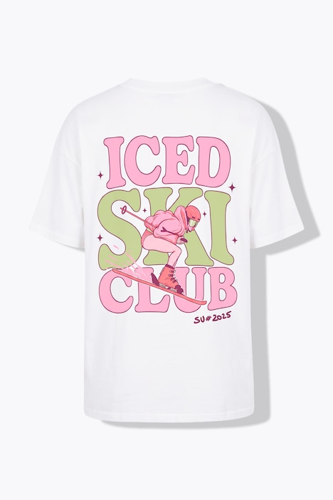 T-shirt oversize, imprimé ski XL, manches mi-longues