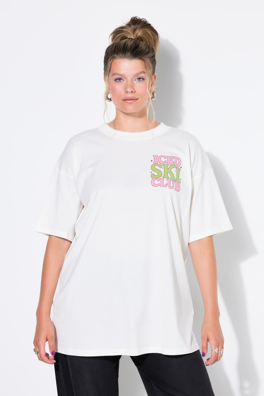 Oversized-Shirt, XL Ski-Print, Halbarm
