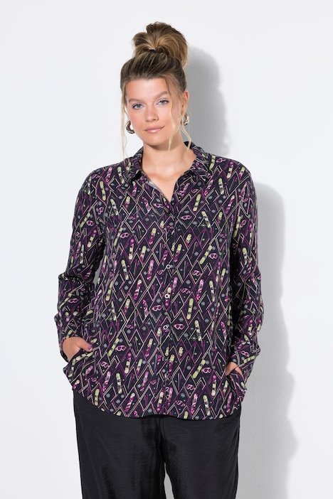 Hemdbluse, Straight Shape, Ski-Print