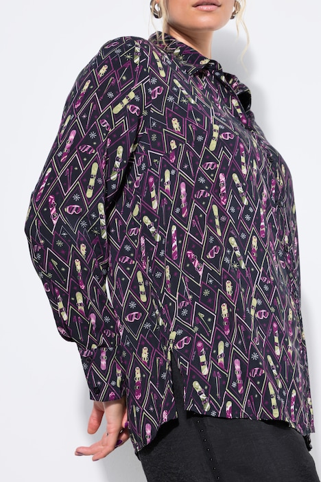 Hemdbluse, Straight Shape, Ski-Print