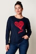 Langarmshirt, Classic Fit, Herz-Flockdruck, Rundhalsausschnitt