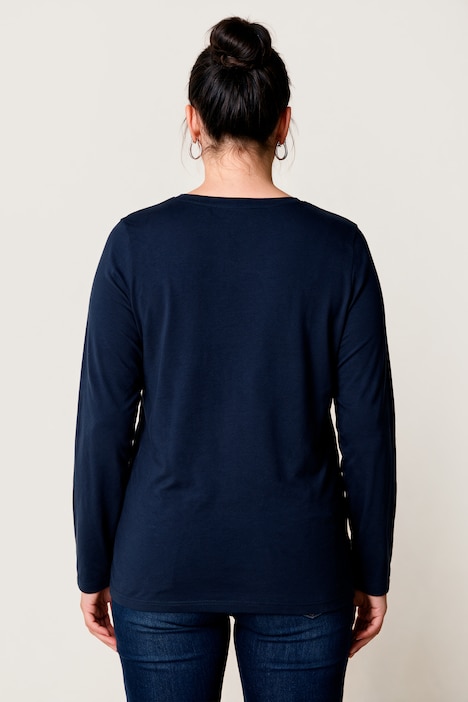 Langarmshirt, Classic Fit, Herz-Flockdruck, Rundhalsausschnitt