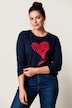 Langarmshirt, Classic Fit, Herz-Flockdruck, Rundhalsausschnitt