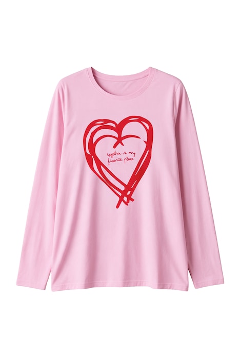 Langarmshirt, Classic Fit, Herz-Flockdruck, Rundhalsausschnitt