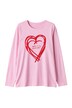 Langarmshirt, Classic Fit, Herz-Flockdruck, Rundhalsausschnitt