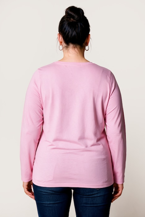 Langarmshirt, Classic Fit, Herz-Flockdruck, Rundhalsausschnitt
