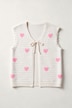 Gilet en maille sans manches, coupe Classic Fit, rayures et cœurs, ruban en guise de fermeture