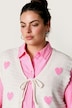 Gilet en maille sans manches, coupe Classic Fit, rayures et cœurs, ruban en guise de fermeture