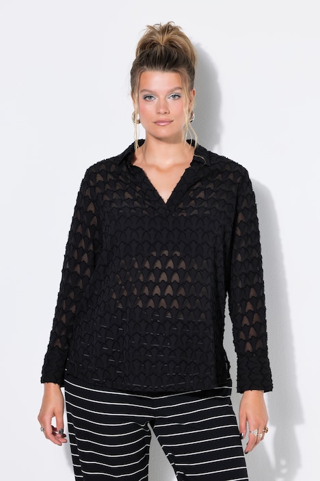 Hemdtunika, oversized, transparente Struktur