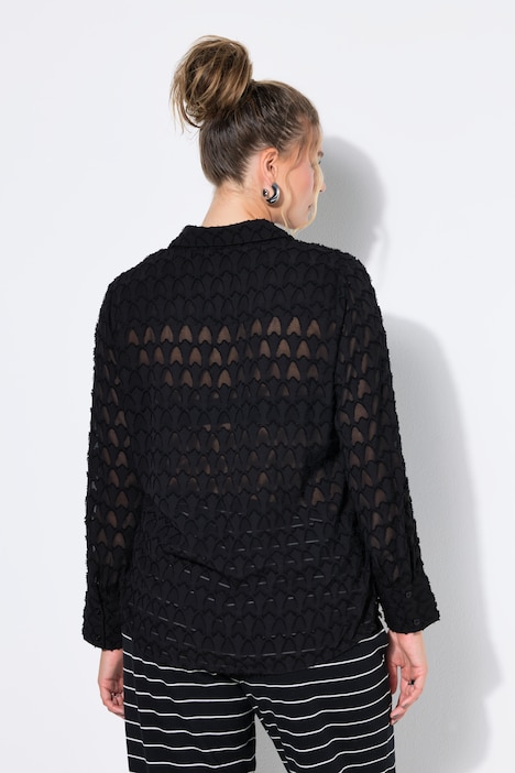 Hemdtunika, oversized, transparente Struktur