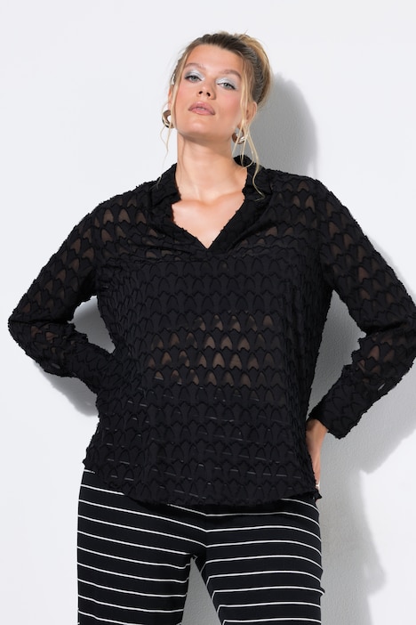 Hemdtunika, oversized, transparente Struktur