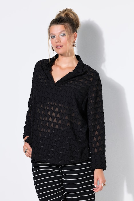 Hemdtunika, oversized, transparente Struktur