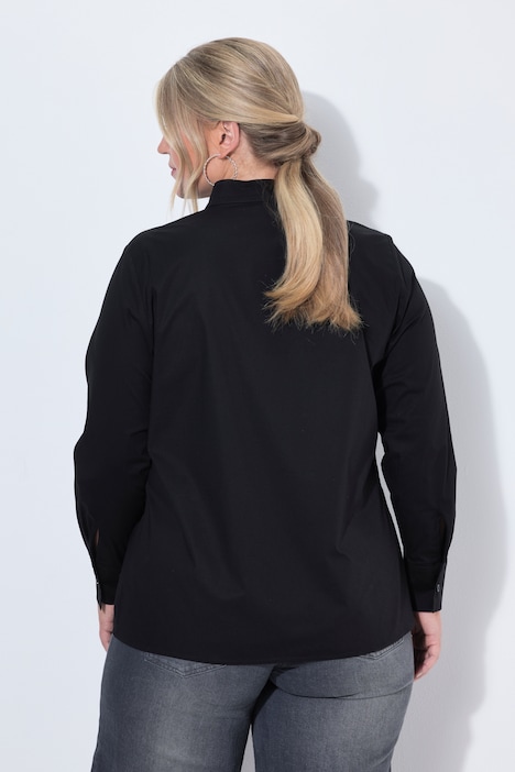 Hemdbluse, Popeline, Stehkragen, Langarm