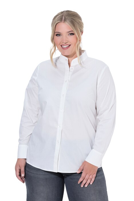 Mandarin Collar Poplin Blouse