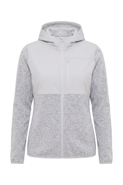 Strickfleece-Jacke, Softshell-Besatz, Kapuze, Langarm