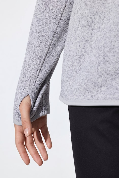 Strickfleece-Jacke, Softshell-Besatz, Kapuze, Langarm