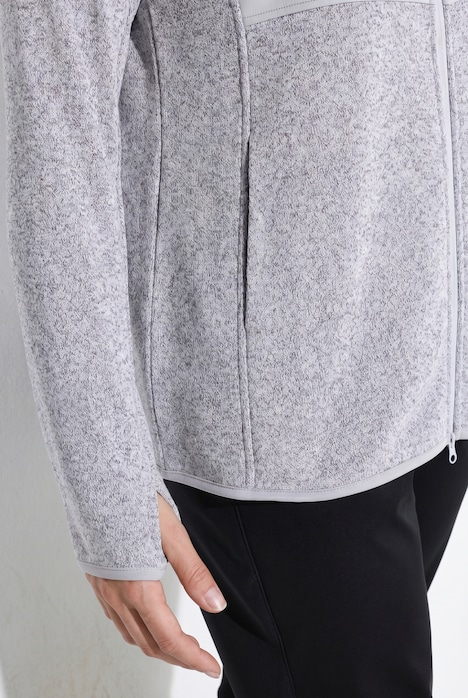 Strickfleece-Jacke, Softshell-Besatz, Kapuze, Langarm