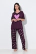 Pyjama, Herzen, V-Ausschnitt, Halbarm