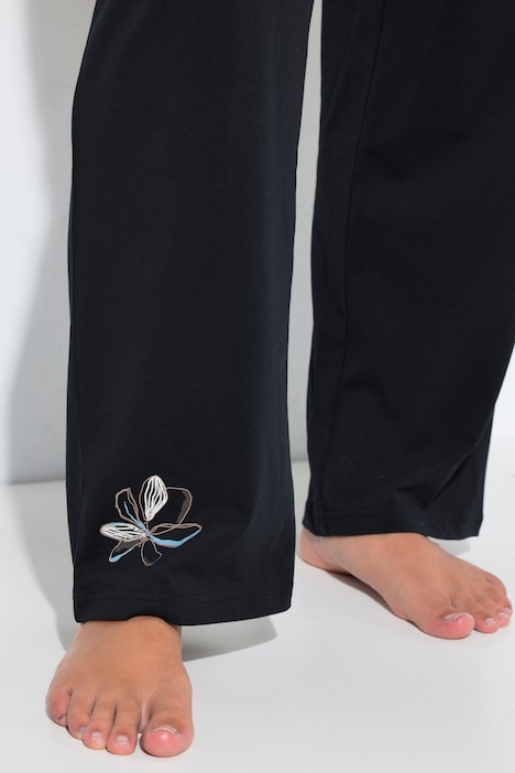 Pyjama, Blüten, Henley-Ausschnitt, Langarm
