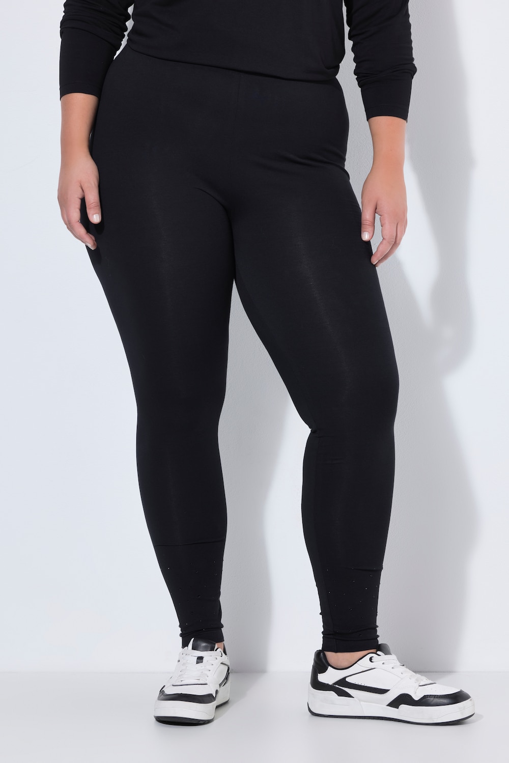 Leggings, Skinny Fit, Glitzersteinchen am Saum