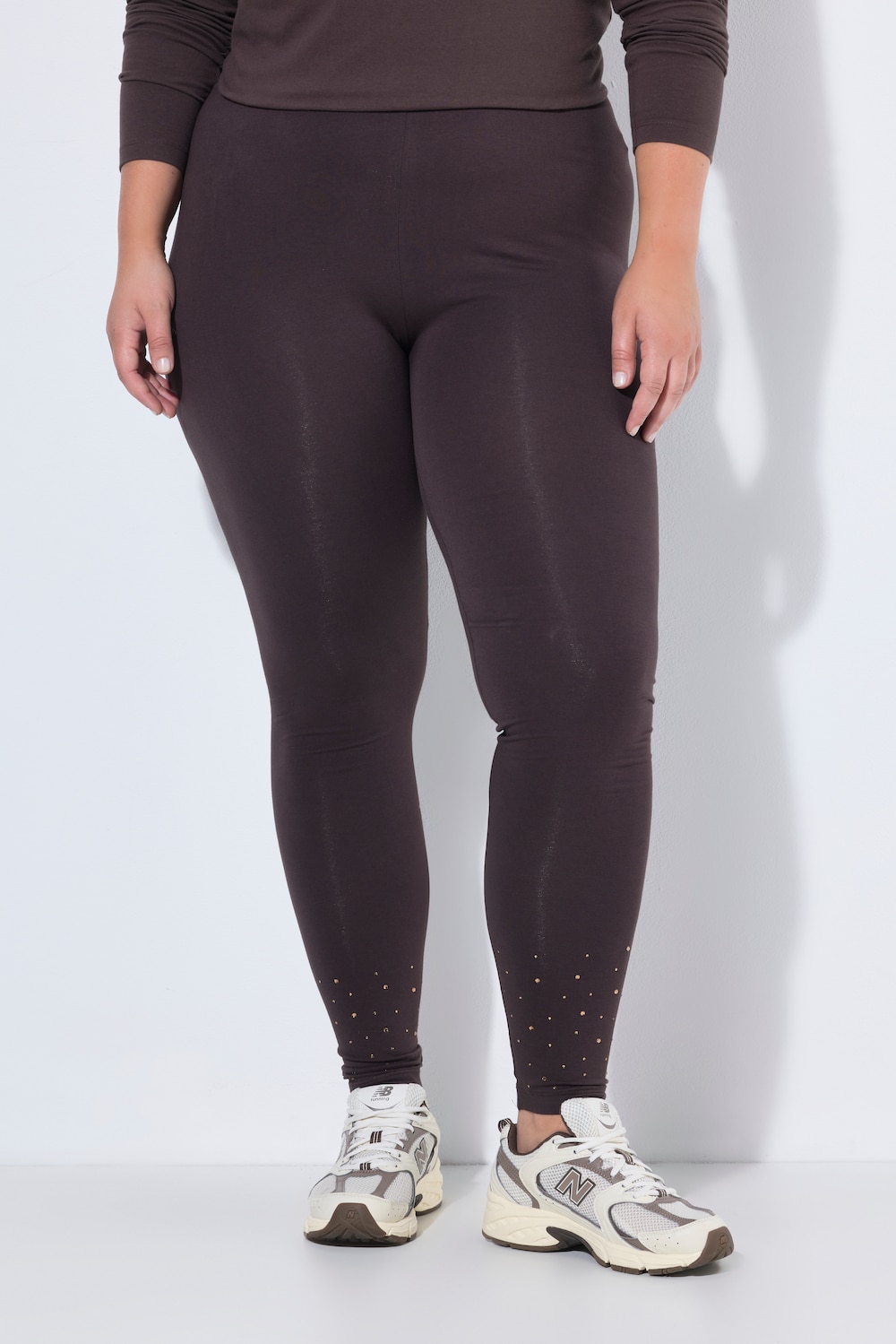Leggings, Skinny Fit, Glitzersteinchen am Saum