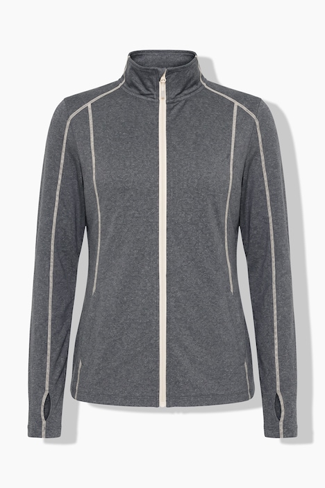 Veste en molleton, coutures fantaisie, col montant et manches longues avec passe-pouces
