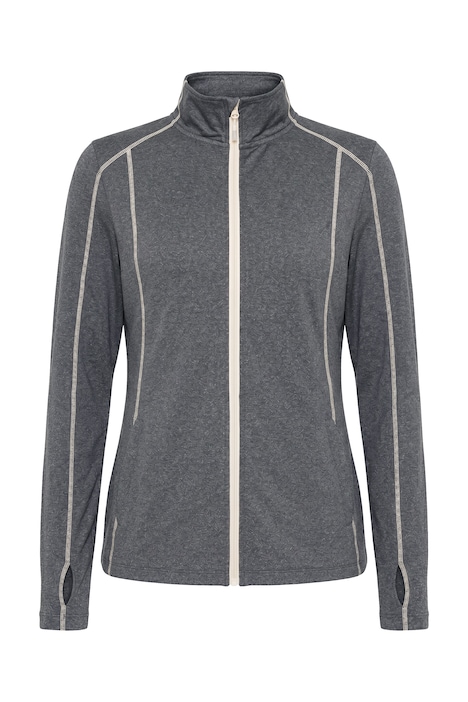 Sweatjacke, Ziernähte, Stehkragen, Langarm, Daumenloch