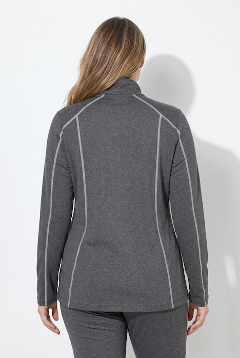 Veste en molleton, coutures fantaisie, col montant et manches longues avec passe-pouces