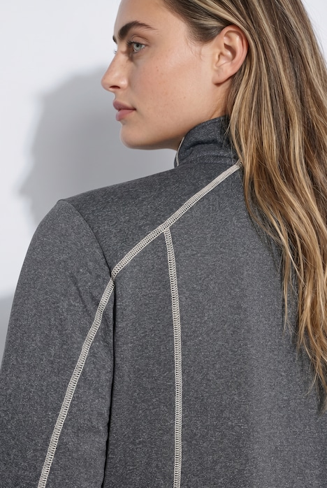 Veste en molleton, coutures fantaisie, col montant et manches longues avec passe-pouces