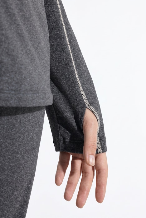 Veste en molleton, coutures fantaisie, col montant et manches longues avec passe-pouces