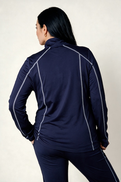 Sweatjacke, Ziernähte, Stehkragen, Langarm, Daumenloch