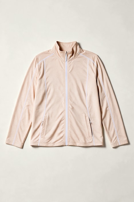 Sweatjacke, Ziernähte, Stehkragen, Langarm, Daumenloch