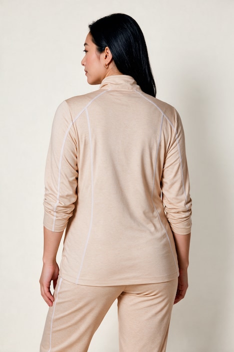 Sweatjacke, Ziernähte, Stehkragen, Langarm, Daumenloch