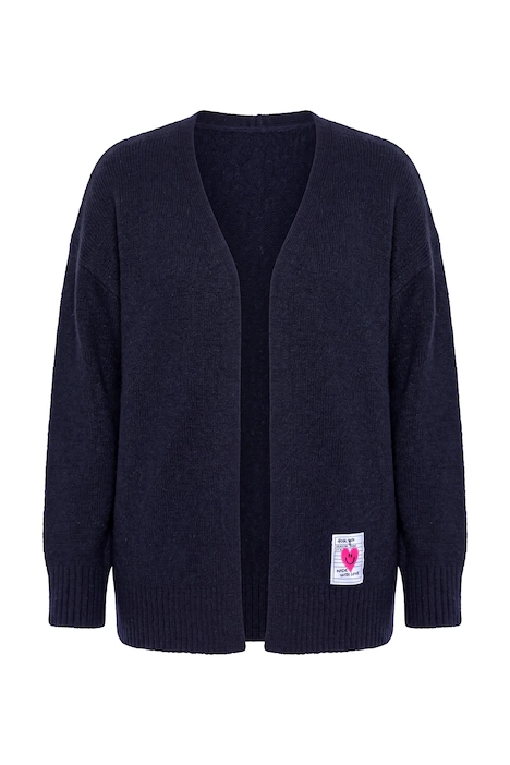 Strickjacke, Loose Fit, offene Form, Herz-Patch