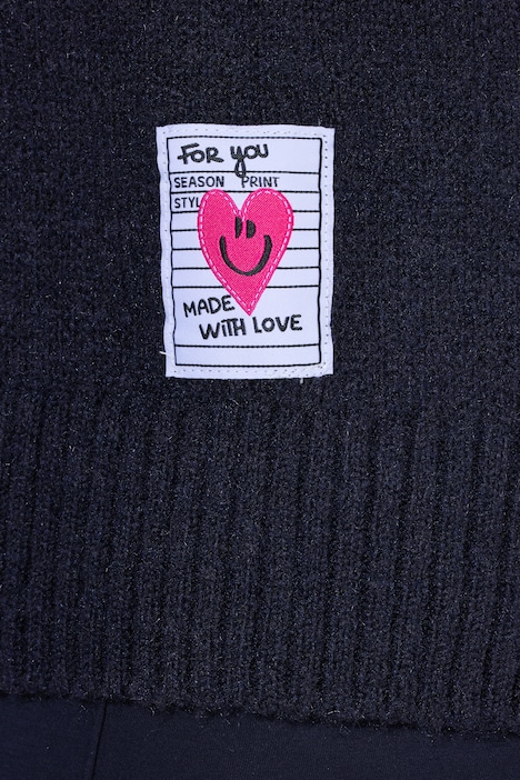 Strickjacke, Loose Fit, offene Form, Herz-Patch