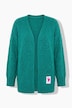 Strickjacke, Loose Fit, offene Form, Herz-Patch