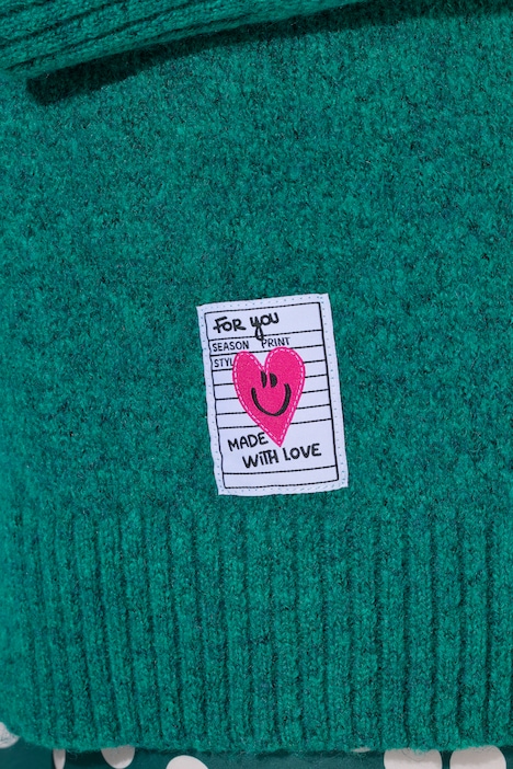 Strickjacke, Loose Fit, offene Form, Herz-Patch