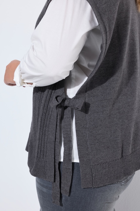 Pullunder, Loose Fit, Zopfmuster, Seiten-Bindebänder