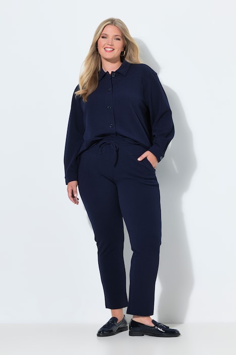 7/8 jersey-broek, rechte pijpen, elastische tailleband