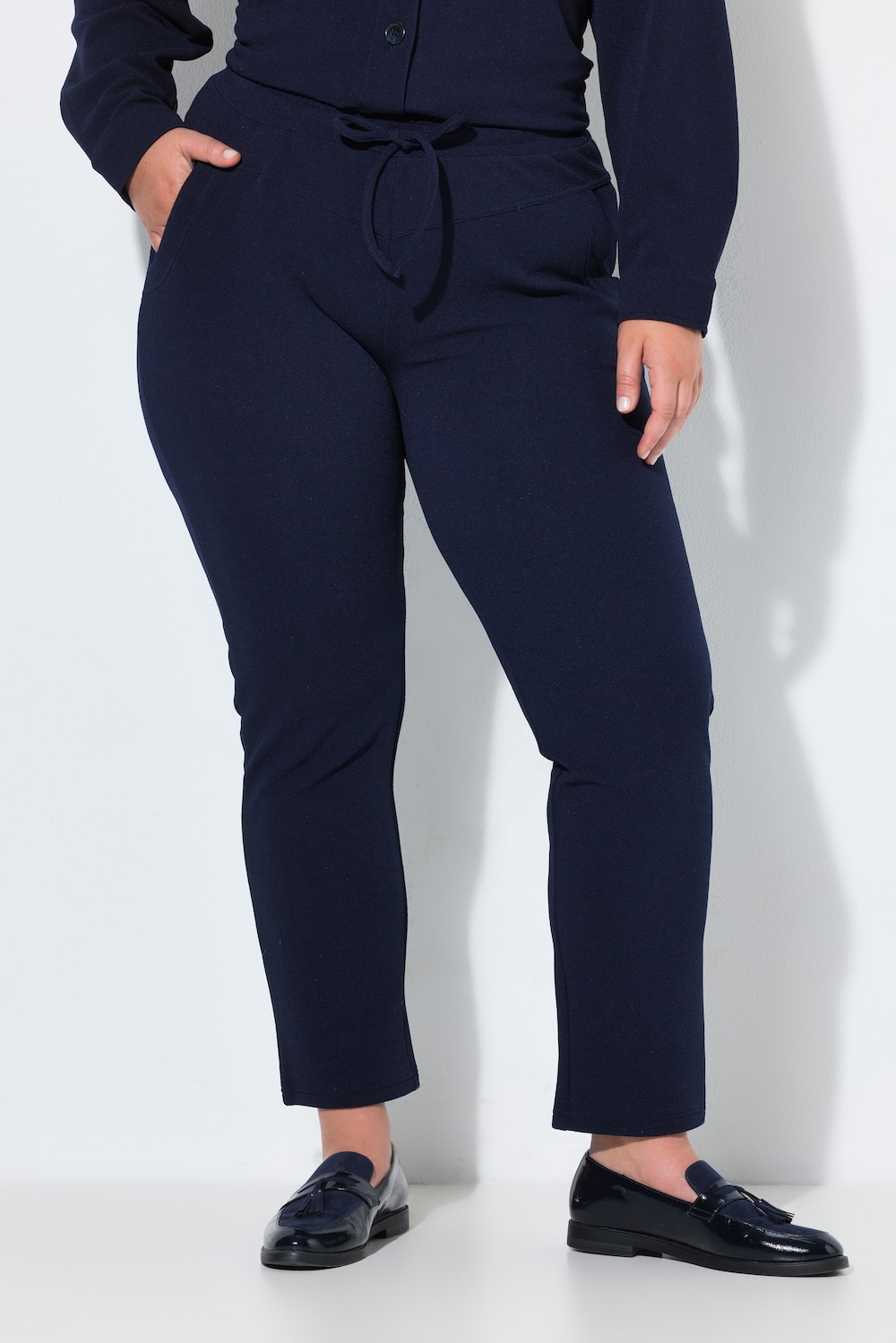 7/8 jersey-broek, rechte pijpen, elastische tailleband