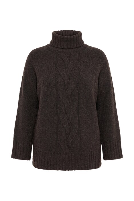 Pullover, Loose Fit, Zopfmuster, Stehkragen